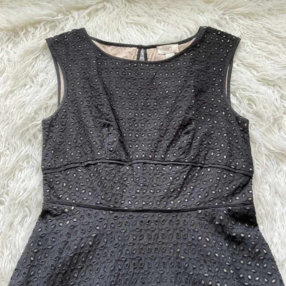 loft black‎ eyelet fit & flare dress - Picture 2 of 8